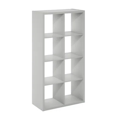 Furinno Cubicle Open Back Decorative Cube Storage Organizer, 8-cube, Light Grey In Blue