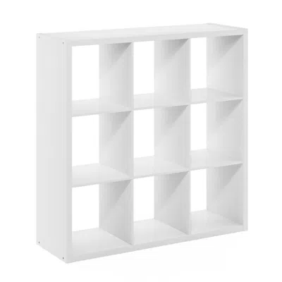 Furinno Cubicle Open Back Decorative Cube Storage Organizer, 9-cube, White