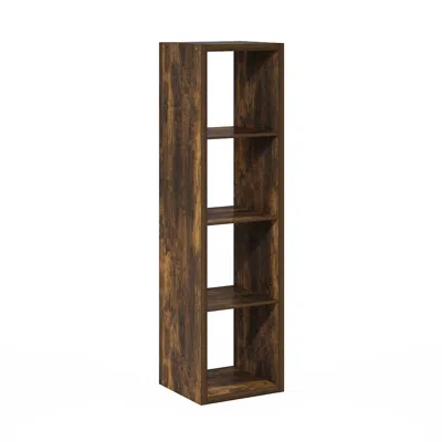 Furinno Cubicle Open Back Decorative Verticle Cube Storage Organizer, 4-cube, Amber Pine