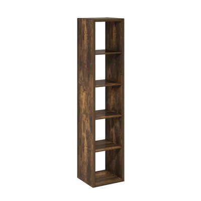 Furinno Cubicle Open Back Decorative Verticle Cube Storage Organizer, 5-cube, Amber Pine
