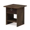 Furinno Dario End Table/ Night Stand Storage Shelf With Bin Drawer, Columbia Walnut/dark Brown