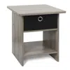 Furinno Dario End Table/ Night Stand Storage Shelf With Bin Drawer, French Oak/black