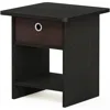 Furinno Dario End Table, Side Table, Storage Shelf With Bin Drawer, Black Espresso/brown