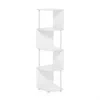 Furinno Econ 4-tier Zigzag Corner Shelf Bookcase, Bookshelf, White/white
