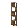 Furinno Econ 5-tier Zigzag Corner Shelf Bookcase, Bookshelf, Amber Pine/black In Brown