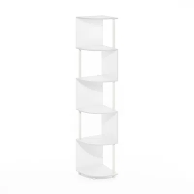 Furinno Econ 5-tier Zigzag Corner Shelf Bookcase, Bookshelf, White/white