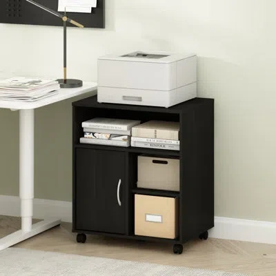 Furinno Econ Mobile Printer Stand With Door In Black