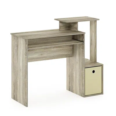 Furinno Econ Multipurpose Home Office Computer Writing Desk W/bin, Sonoma Oak/ivory In Neutral