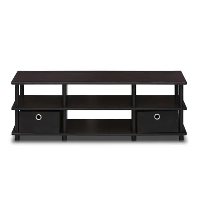 Furinno Econ Tv Entertainment Center With Storage Bins, Espresso/black 17038ex/bk