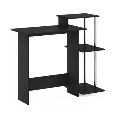 Furinno Efficient Home Laptop Notebook Computer Desk, Americano/stainless Steel In Black