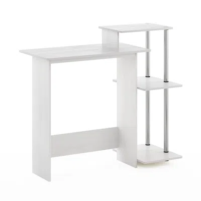 FURINNO EFFICIENT HOME LAPTOP NOTEBOOK COMPUTER DESK, WHITE OAK/STAINLESS STEEL