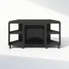 Furinno Electric Fireplace Corner Tv Stand, Entertainment Center For Tv Up To 55 Inch