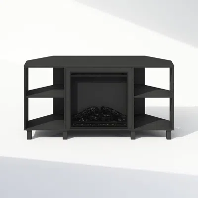 Furinno Electric Fireplace Corner Tv Stand, Entertainment Center For Tv Up To 55 Inch