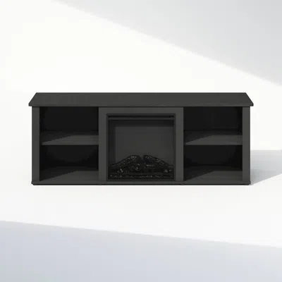 Furinno Electric Fireplace Tv Stand, Entertainment Center For Tv Up To 60 Inch In Black