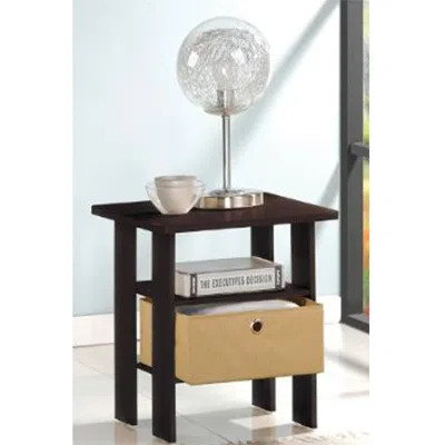 Furinno End Table Bedroom Night Stand W/bin Drawer, Espresso/brown