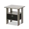 Furinno End Table Bedroom Night Stand W/bin Drawer, French Oak Grey/black