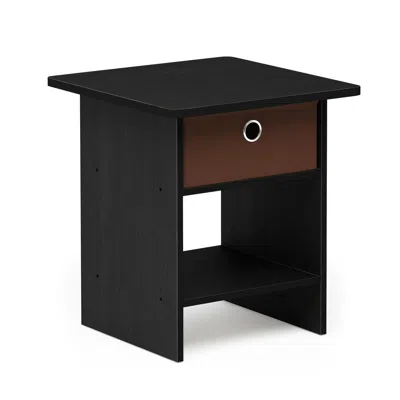 Furinno End Table/ Night Stand Storage Shelf With Bin Drawer, Americano/medium Brown