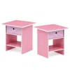 Furinno End Table/ Night Stand Storage Shelf With Bin Drawer, Pink/light Pink, Set Of 2