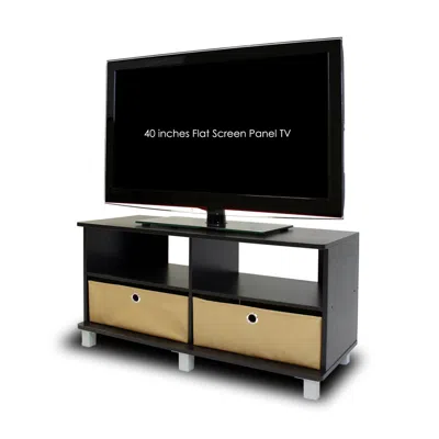 Furinno Entertainment Center W/2 Bin Drawers, Espresso/brown In Black