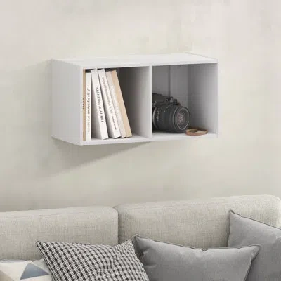 Furinno Fano 2-cube Floating Shelves For Wall, Standing Bookshelf, Horizontal Or Vertical, For Living Room,  In White