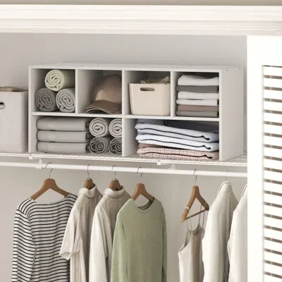 Furinno Fano Closet Organizers And Storage, 6-cube Multipurpose Top Shelf Closet Shelf, Stackable Closet Org In White