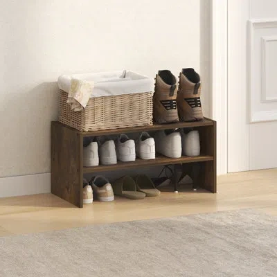 Furinno Fano Shoe Rack, 24-inch Width Shoe Organizer, Stackable Shoe Storage, 11.7 X 24.2 X 11.7, For Closet In Amber Pine