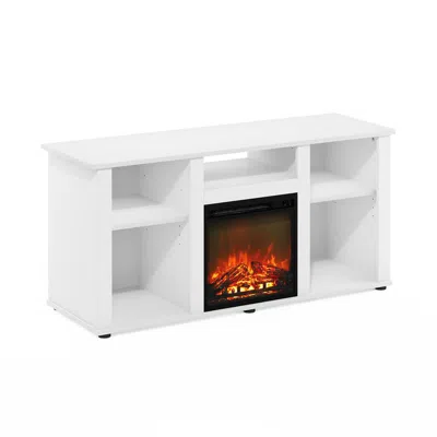 Furinno Fireplace Tv Entertainment Center With Open Storage Compartment For Tv Up To 55"