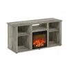 Furinno Fireplace Tv Entertainment Center With Open Storage Compartment For Tv Up To 55"