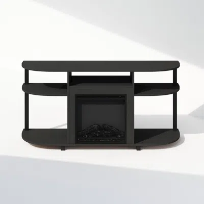 Furinno Fireplace Tv Stand, Entertainment Center For Tv Up To 55 Inch In Black