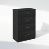 Furinno Frans Simple Design Console Table With 4 Drawers For Entryway, Living Room In Black