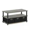 Furinno Frans Turn-n-tube Coffee Table With Bin Drawers, French Oak/black/black