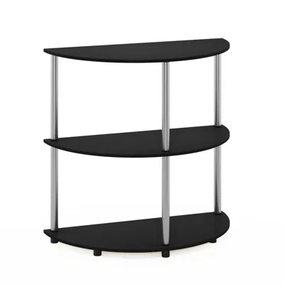 Furinno Frans Turn-n-tube Half Round Console Table, Black Oak
