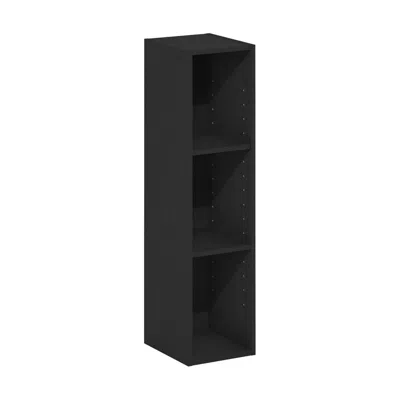 Furinno Fulda 3-tier Space Saving Storage Shelf Bookcase, 8-inch Width, Blackwood
