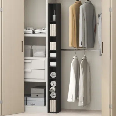 Furinno Fulda 8-tier Closet Organizers And Storage, Open Shelf, Storage Organizer, 6-inch Width, For Closet, In Blackwood