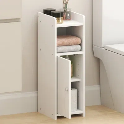 Furinno Fulda Bathroom Storage Cabinet, 4-tier Bathroom Cabinet, Narrow Cabinet With Door And Adjustable She