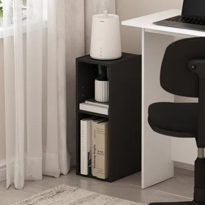 Furinno Fulda Book Shelf, 2-tier Narrow Storage Cabinet, Bookcase With 8-in Width Storage Shelf, 9.3 X 7.9 X In Black