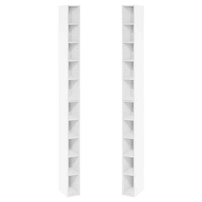 Furinno Fulda Book Shelf Set Of 2, 10-tier Bookshelf, Space Saving Storage Shelf Bookcase, 9.2 X 5.9 X 78.7, In White
