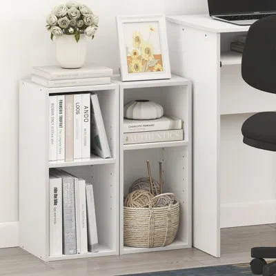 Furinno Fulda Book Shelf Set Of 2, 2-tier Narrow Bookshelf, Bookcase With 10-in Width Storage Shelf, 9.3 X 9 In White