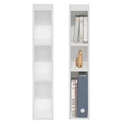 Furinno Fulda Book Shelf Set Of 2, 3-tier Narrow Bookshelf, Bookcase With 6-in Width Storage Shelf, 9.3 X 5. In Multi
