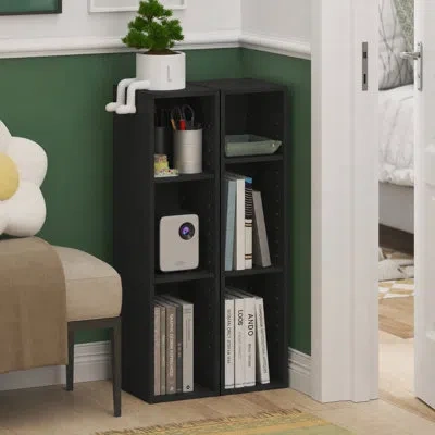 Furinno Fulda Book Shelf Set Of 2, 3-tier Narrow Bookshelf, Bookcase With 8-in Width Storage Shelf, 9.3 X 7. In Green