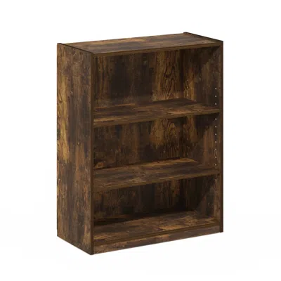 Furinno Gehry 3-tier Bookcase, Bookshelf With Adjustable Shelves, Amber Pine In Brown