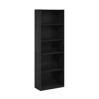 Furinno Gehry 5-tier Bookcase, Bookshelf With Adjustable Shelves, Blackwood