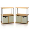 Furinno Go Green 3-tier 2-bins Multipurpose Storage Shelf, Set Of Two