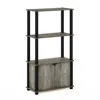 Furinno Go Green 4-tier Multipurpose Display Shelf With Door, French Oak Grey/black