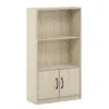 Furinno Gruen 3-tier Open Shelf Bookcase With 2 Doors Storage Cabinet, Metropolitan Pine