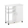 Furinno Helena 4-tier Utility Kitchen Island And Storage Cart On Wheels With Stainless Steel Tubes, White Oa