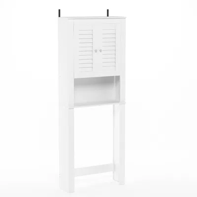 Furinno Indo Louver Door Bath Cabinet, White In Blue