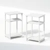 Furinno Industrial Metal Frame Nightstand, Bedside Table, 2-pack, White/white