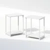 Furinno Industrial Metal Frame Nightstand, Bedside Table, 2-pack, White/white