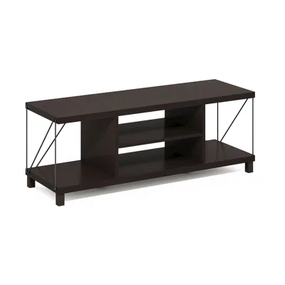Furinno Industrial Style Tv Stand, Entertainment Center For 50 Inch Tv, Dark Oak